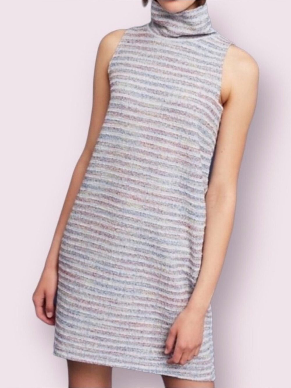 Anthropologie Akemi + Kin Rainbow Sleeveless Knit Turtleneck Dress Medium